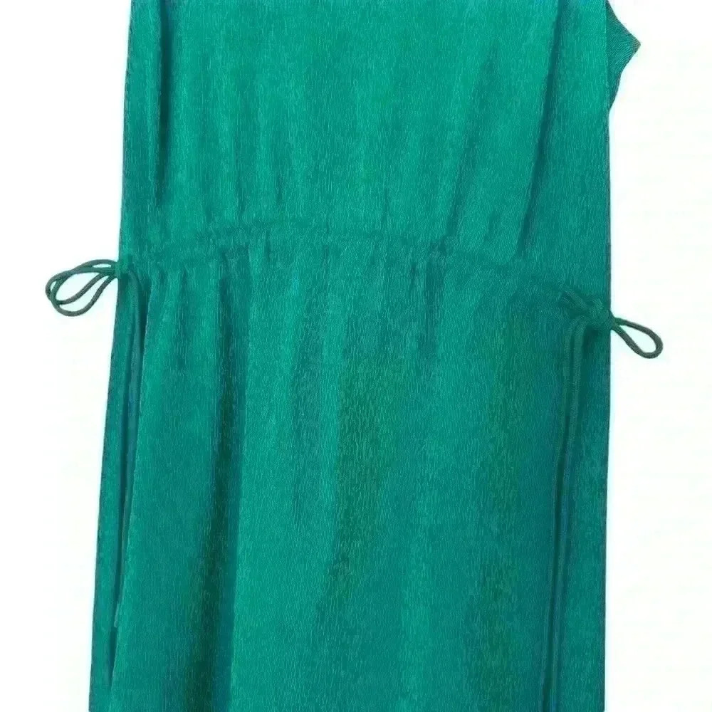 Athleta Summer Dress Womens Green Maxi Echo Drawstring Pocket Sleeveless NWOT SM - Picture 4 of 10